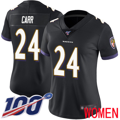 Baltimore Ravens Limited Black Women Brandon Carr Alternate Jersey NFL Football 24 100th Season Vapor Untouchable